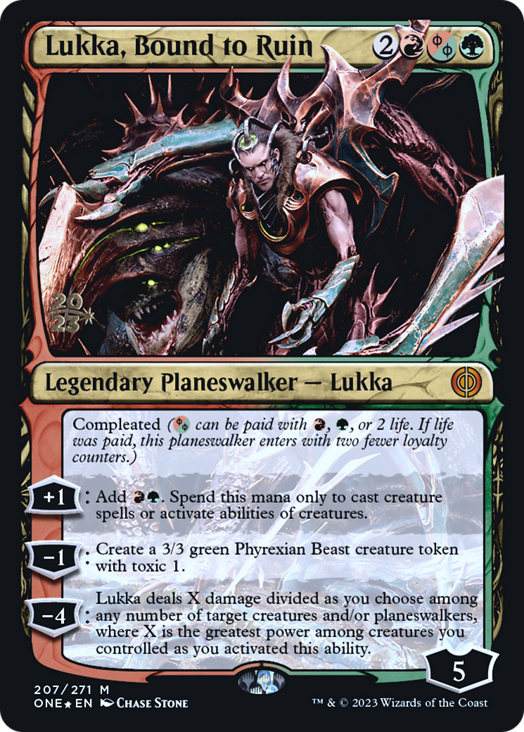 Lukka, Bound to Ruin [Phyrexia: All Will Be One Prerelease Promos] | Gear Gaming Fayetteville