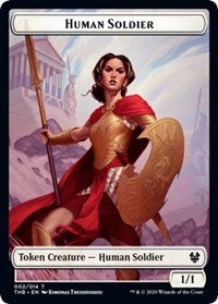 Human Soldier // Gold Double-Sided Token [Theros Beyond Death Tokens] | Gear Gaming Fayetteville