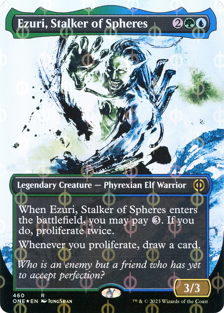 Ezuri, Stalker of Spheres (Borderless Ichor Step-and-Compleat Foil) [Phyrexia: All Will Be One] | Gear Gaming Fayetteville