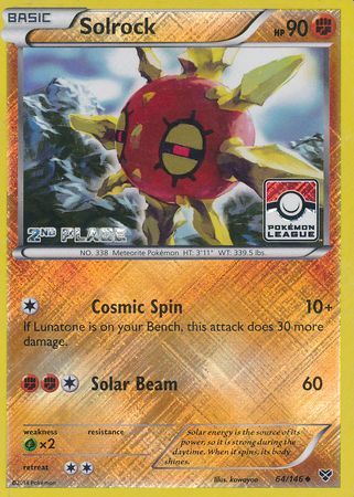 Solrock (64/146) (2nd Place League Challenge Promo) [XY: Base Set] | Gear Gaming Fayetteville