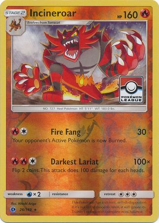 Incineroar (26/149) (League Promo) [Sun & Moon: Base Set] | Gear Gaming Fayetteville