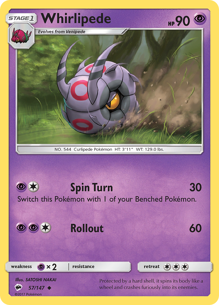 Whirlipede (57/147) [Sun & Moon: Burning Shadows] | Gear Gaming Fayetteville