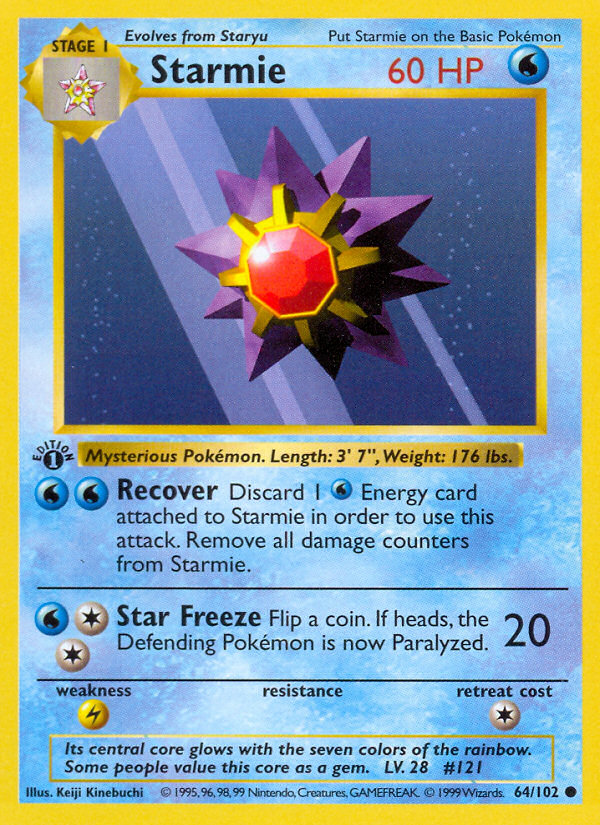 Starmie (64/102) (Shadowless) [Base Set 1st Edition] | Gear Gaming Fayetteville