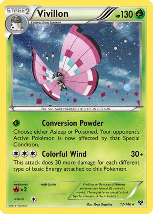 Vivillon (17/146) (Meadow Form/Pink Wings) (Cosmos Holo) [XY: Base Set] | Gear Gaming Fayetteville