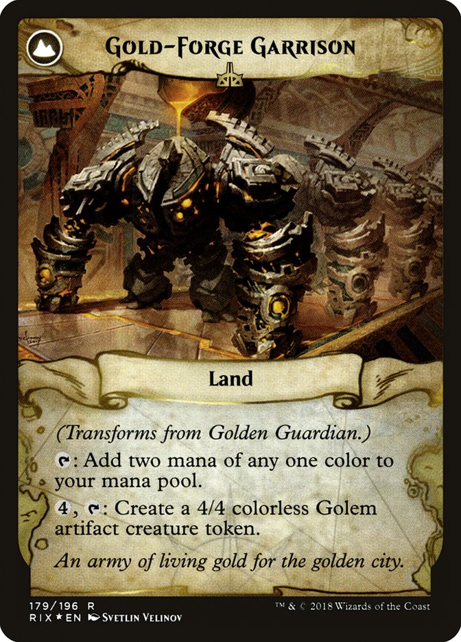 Golden Guardian // Gold-Forge Garrison [Rivals of Ixalan Prerelease Promos] | Gear Gaming Fayetteville