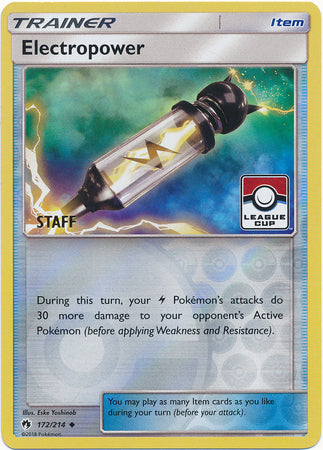 Electropower (172/214) (League Promo Staff) [Sun & Moon: Lost Thunder] | Gear Gaming Fayetteville