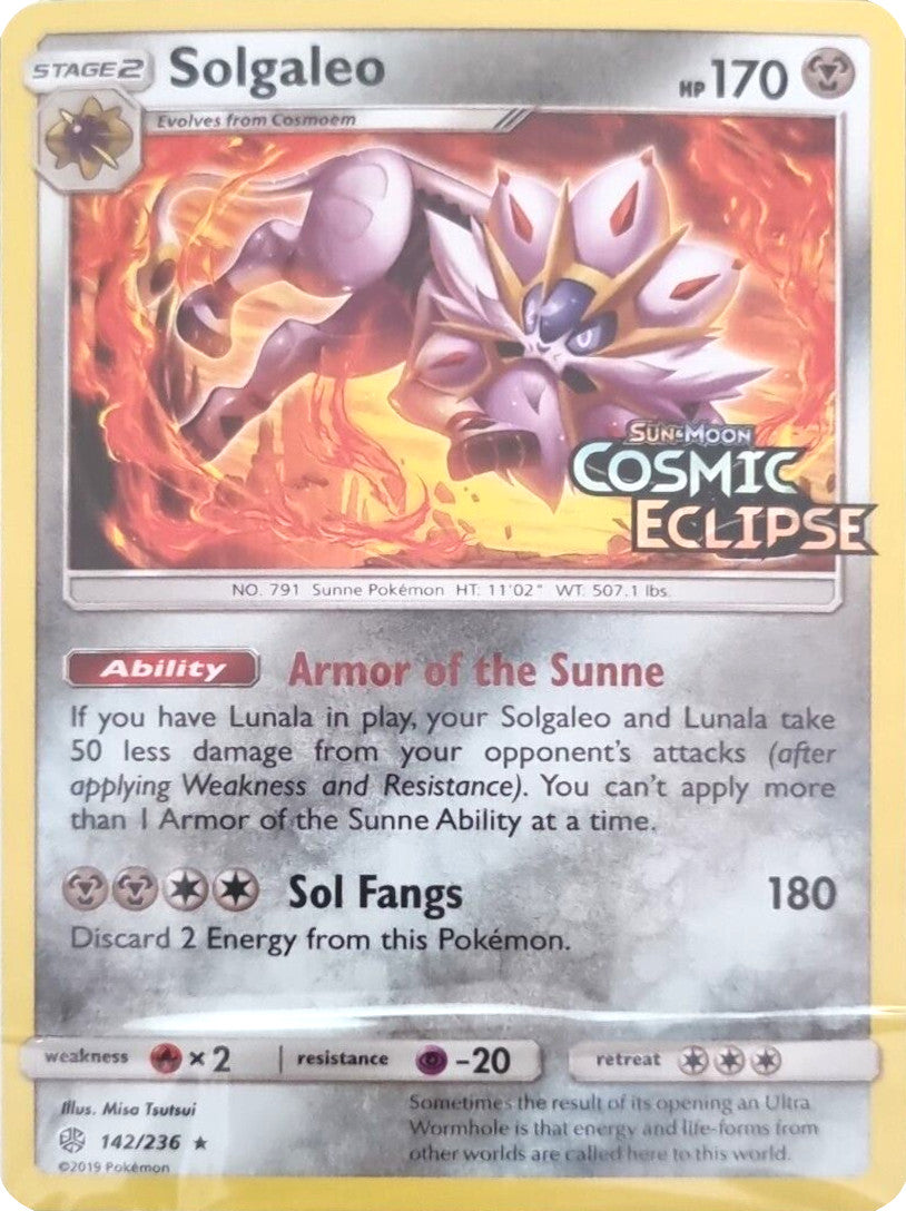 Solgaleo (142/236) (Cosmic Eclipse Stamped) [Sun & Moon: Cosmic Eclipse] | Gear Gaming Fayetteville