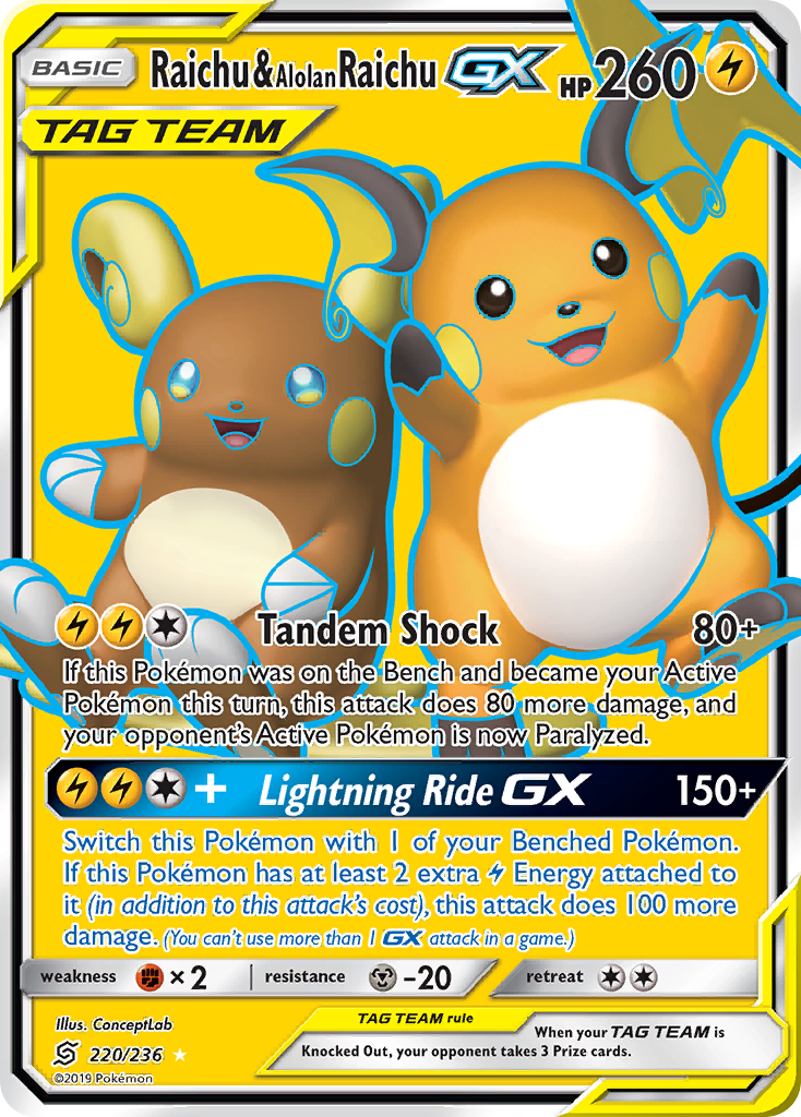 Raichu & Alolan Raichu GX (220/236) [Sun & Moon: Unified Minds] | Gear Gaming Fayetteville