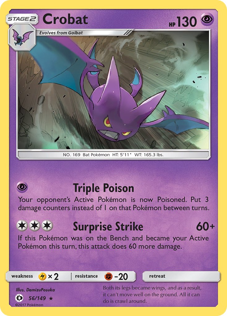 Crobat (56/149) (Prerelease Kit Exclusive) (Theme Deck Exclusive) [Sun & Moon: Base Set] | Gear Gaming Fayetteville