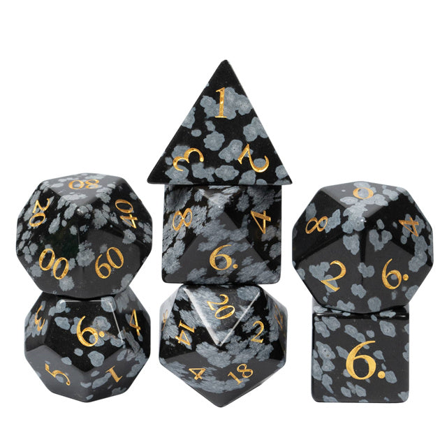 Snowflake Obsidian Gemstone Dice Set | Gear Gaming Fayetteville