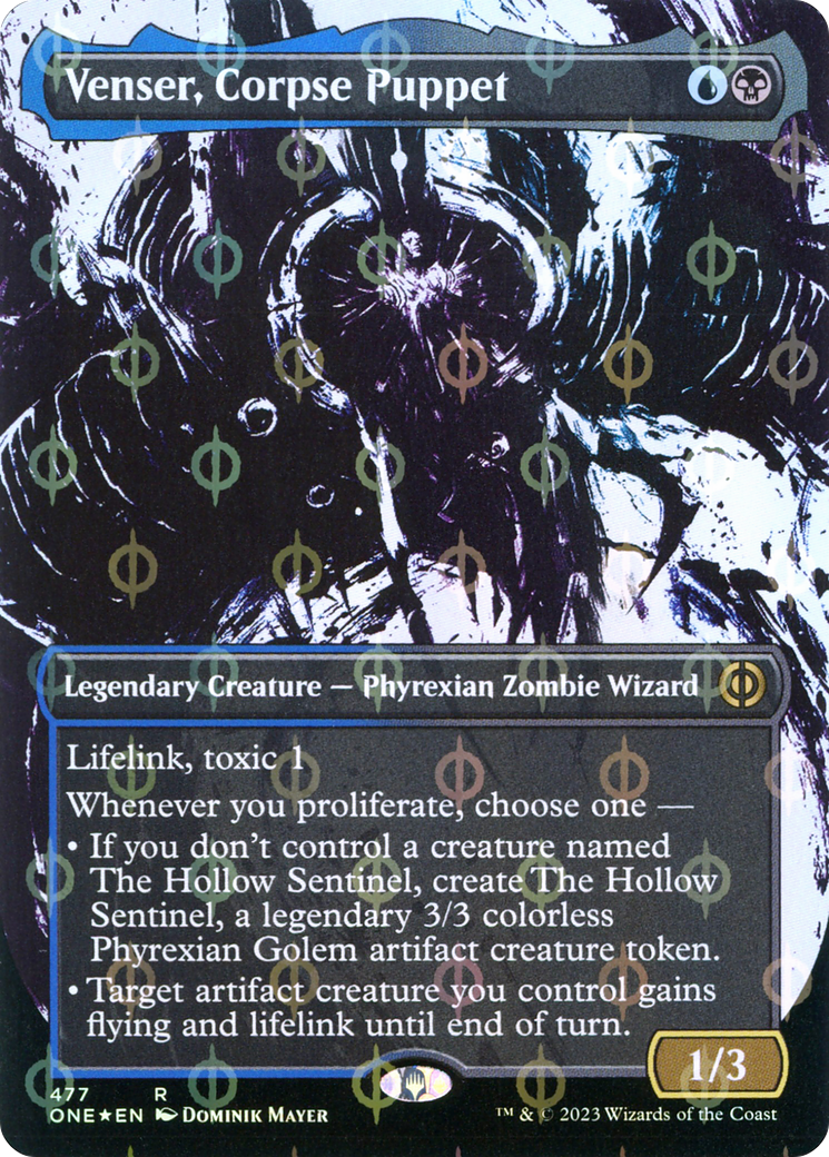 Venser, Corpse Puppet (Borderless Ichor Step-and-Compleat Foil) [Phyrexia: All Will Be One] | Gear Gaming Fayetteville