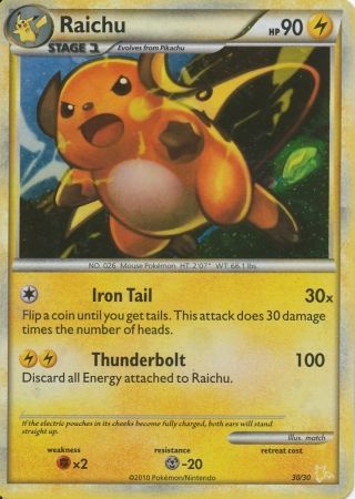 Raichu (30/30) [HeartGold & SoulSilver: Trainer Kit - Raichu] | Gear Gaming Fayetteville