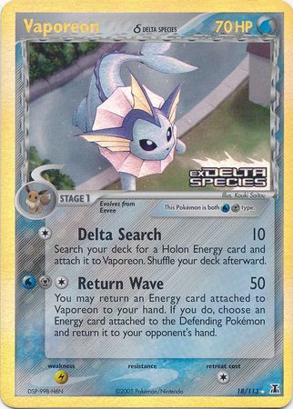 Vaporeon (18/113) (Delta Species) (Stamped) [EX: Delta Species] | Gear Gaming Fayetteville