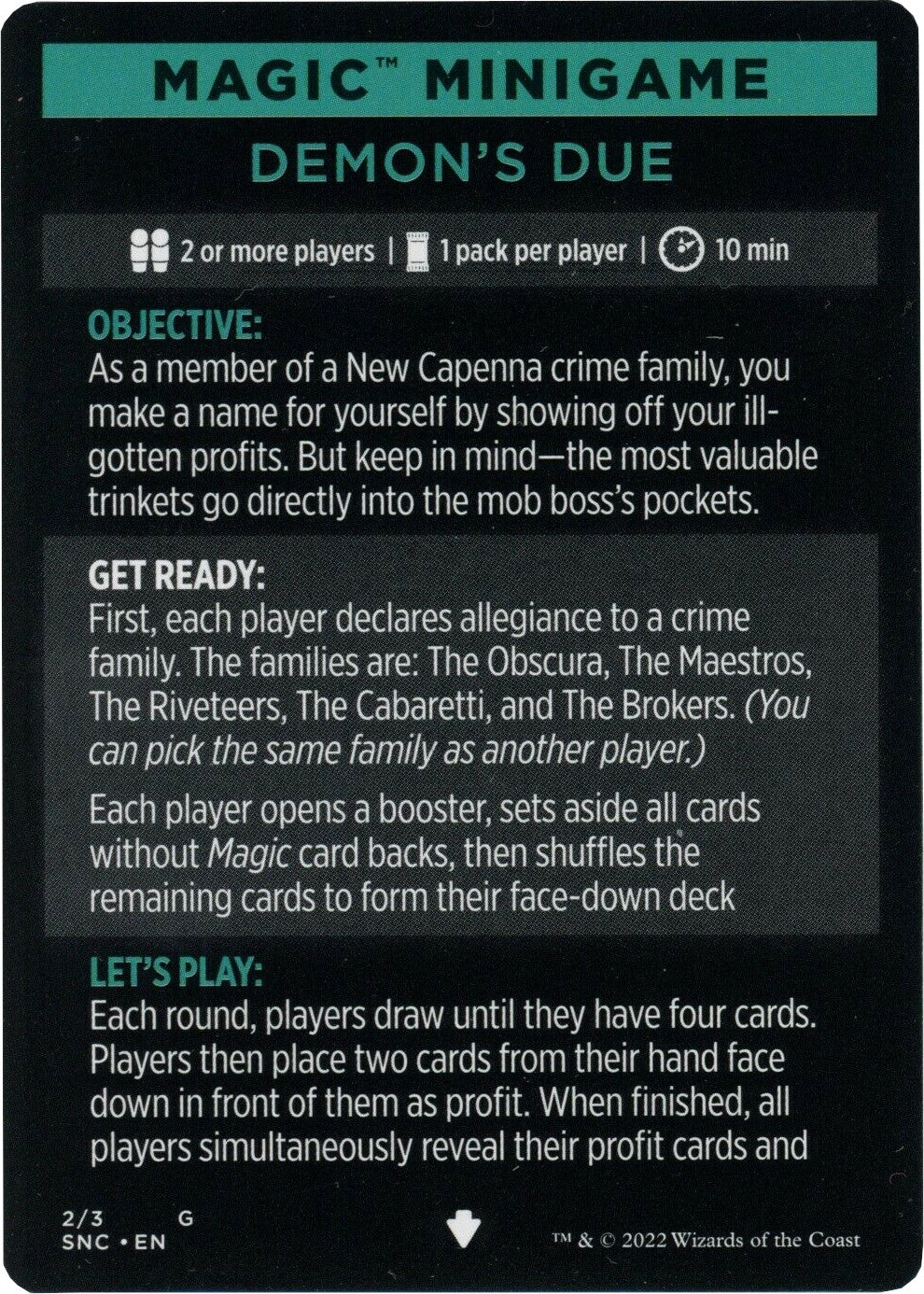 Demon's Due (Magic Minigame) [Streets of New Capenna Minigame] | Gear Gaming Fayetteville