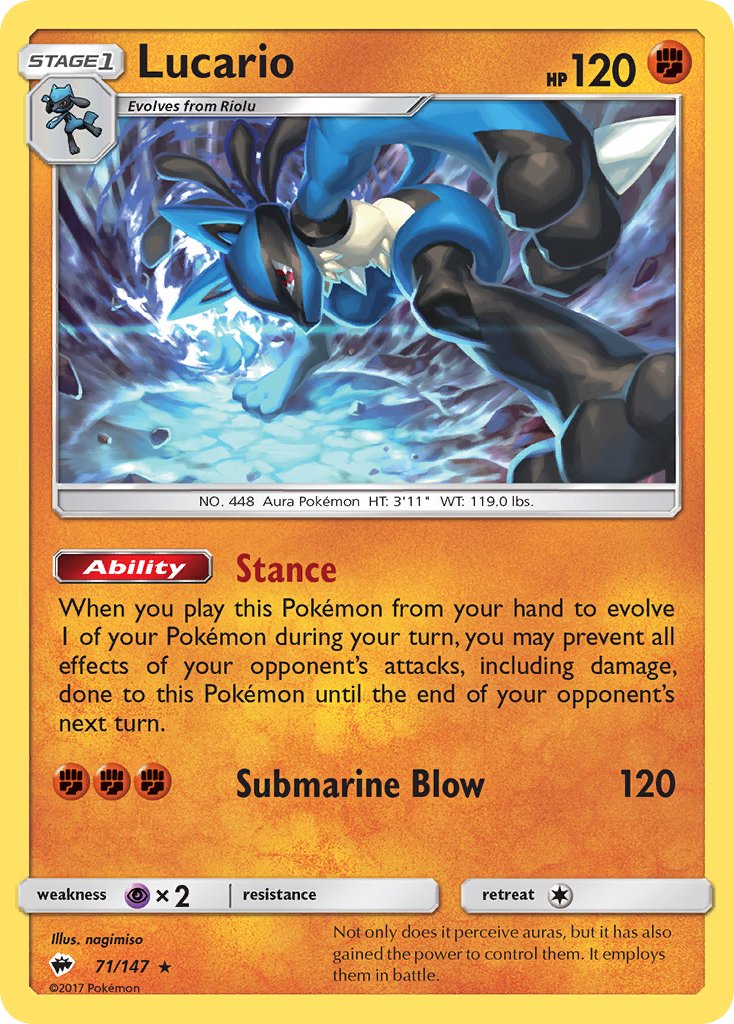 Lucario (71/147) (Theme Deck Exclusive) [Sun & Moon: Burning Shadows] | Gear Gaming Fayetteville