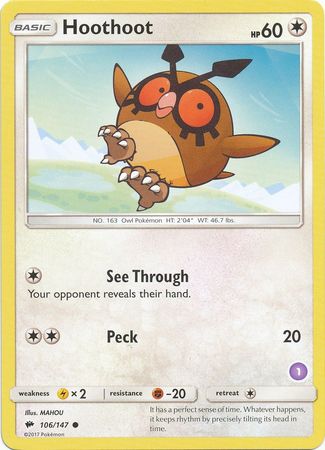 Hoothoot (106/147) (Deck Exclusive #1) [Sun & Moon: Trainer Kit - Alolan Sandslash] | Gear Gaming Fayetteville