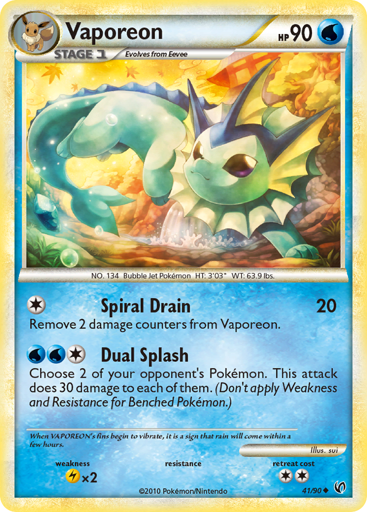 Vaporeon (41/90) [HeartGold & SoulSilver: Undaunted] | Gear Gaming Fayetteville