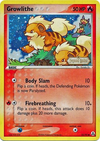 Growlithe (55/92) (Stamped) [EX: Legend Maker] | Gear Gaming Fayetteville