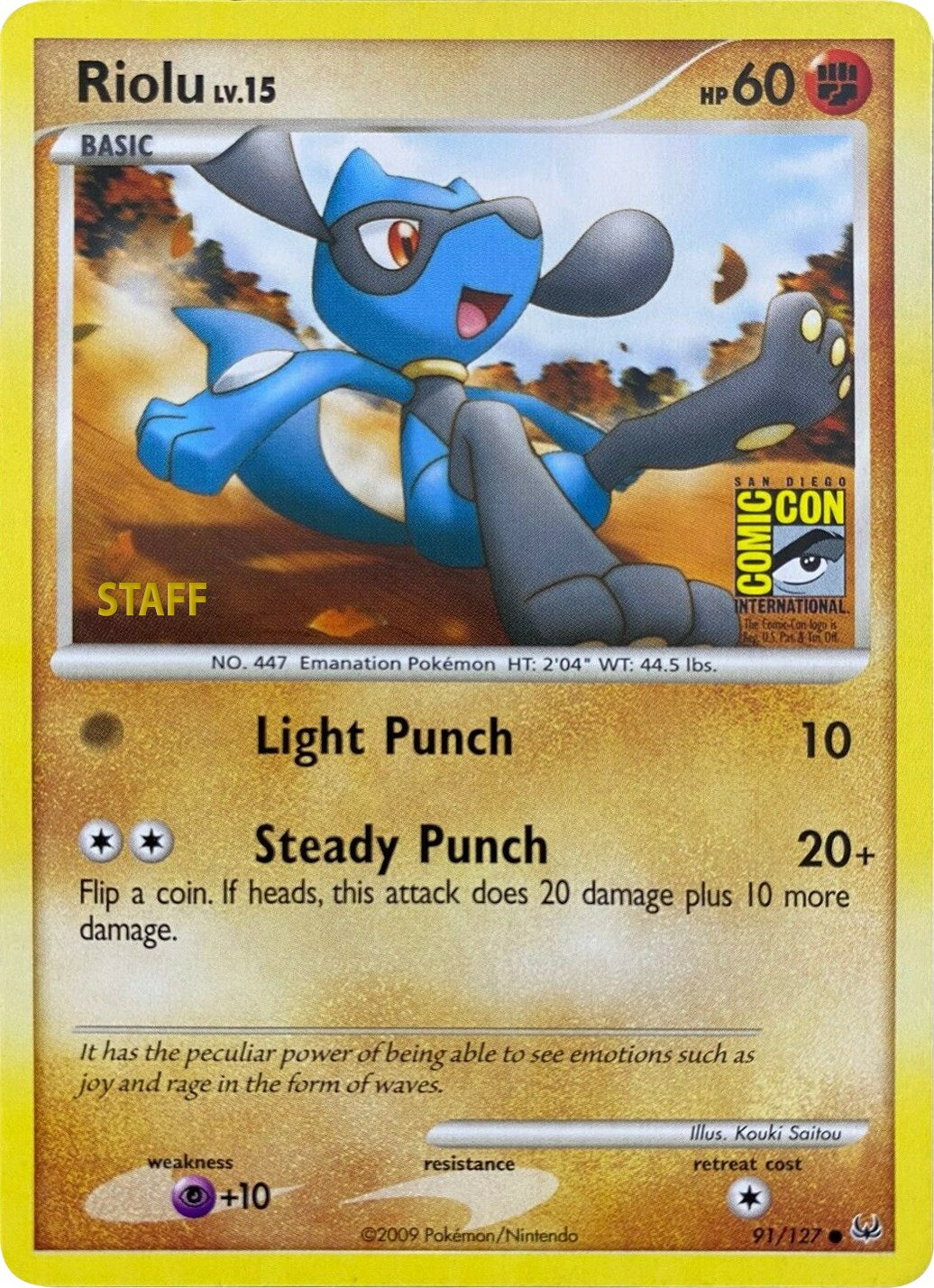 Riolu (91/127) (SDCC 2009) (Staff) [Platinum: Base Set] | Gear Gaming Fayetteville