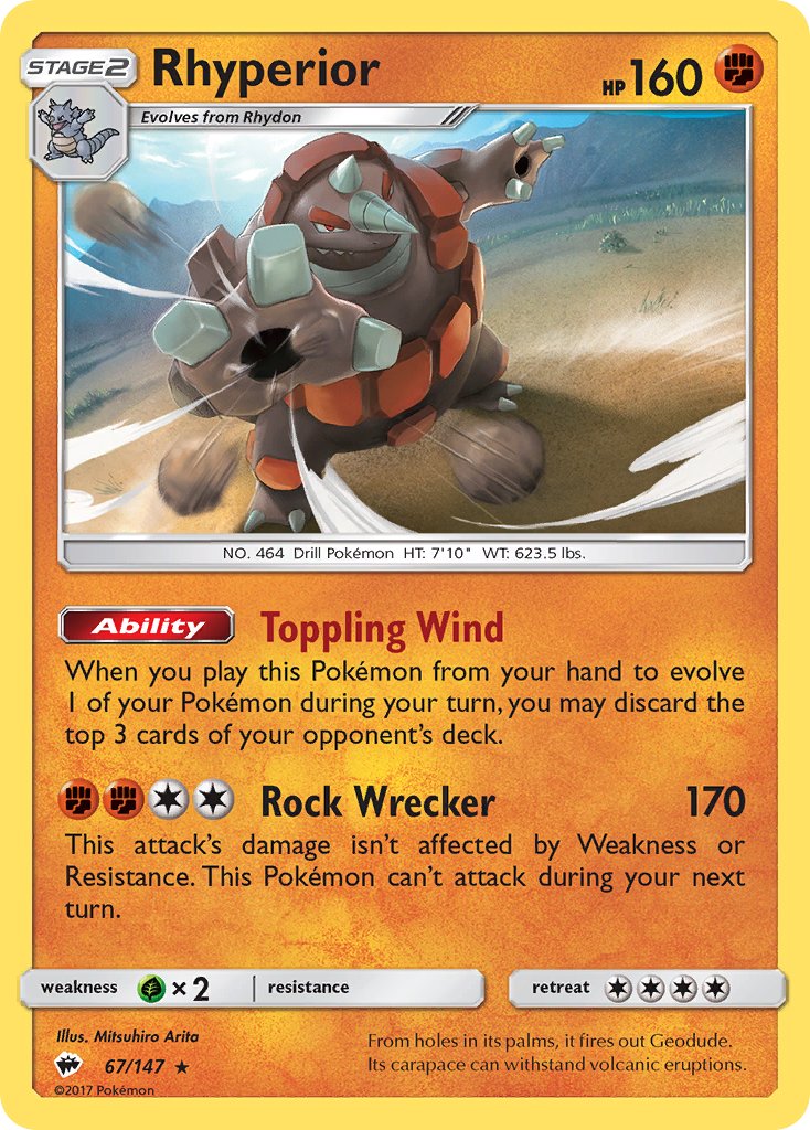 Rhyperior (67/147) (Theme Deck Exclusive) [Sun & Moon: Burning Shadows] | Gear Gaming Fayetteville