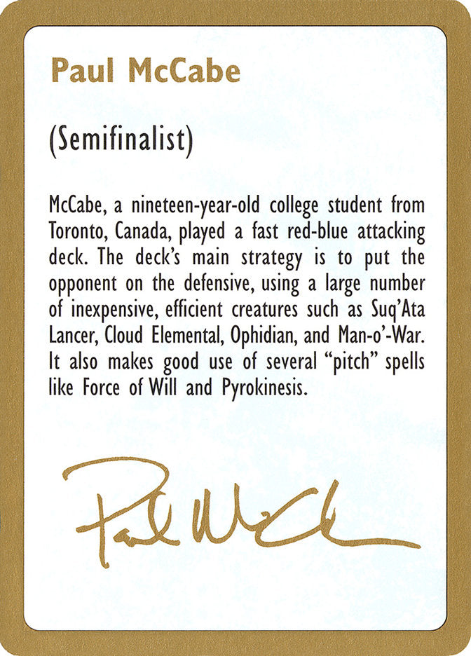 Paul McCabe Bio [World Championship Decks 1997] | Gear Gaming Fayetteville