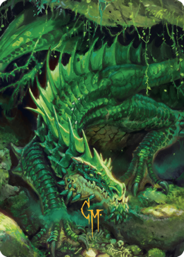 Lurking Green Dragon Art Card (Gold-Stamped Signature) [Commander Legends: Battle for Baldur's Gate Art Series] | Gear Gaming Fayetteville