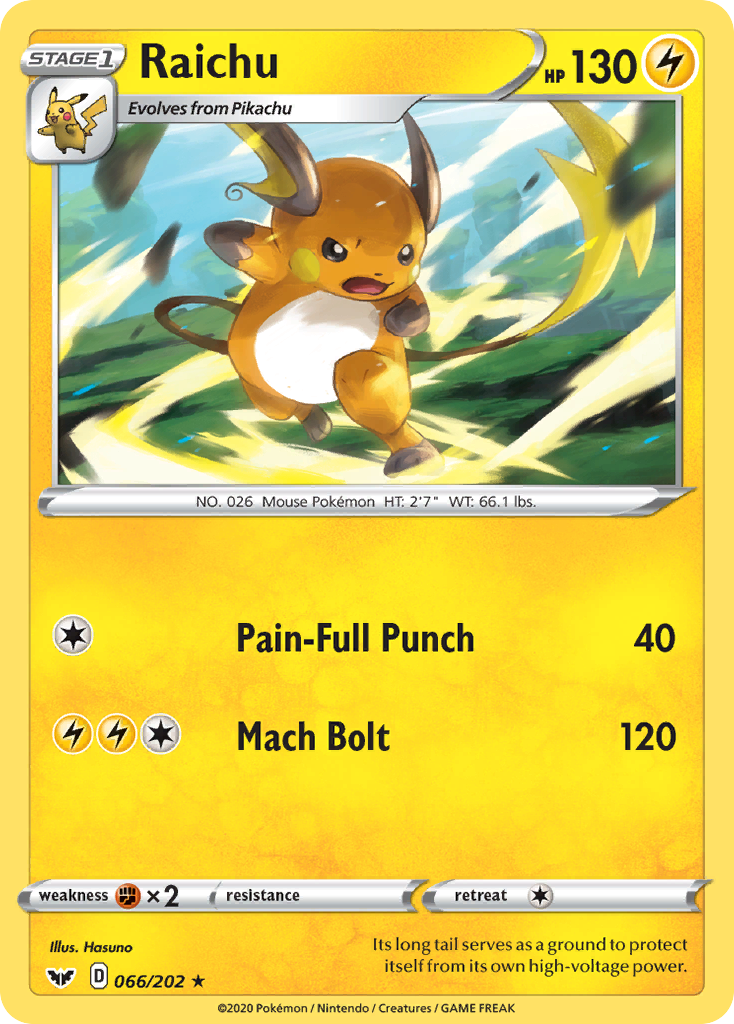 Raichu (066/202) [Sword & Shield: Base Set] | Gear Gaming Fayetteville