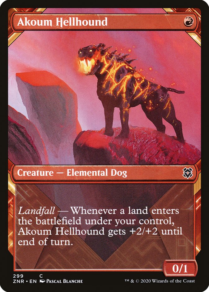 Akoum Hellhound (Showcase) [Zendikar Rising] | Gear Gaming Fayetteville