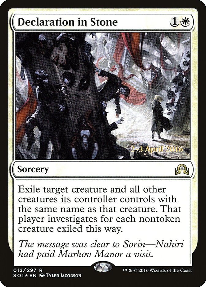 Declaration in Stone [Shadows over Innistrad Prerelease Promos] | Gear Gaming Fayetteville