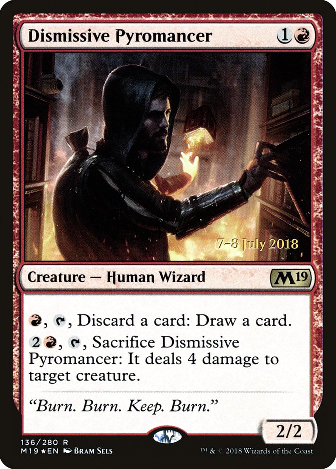 Dismissive Pyromancer [Core Set 2019 Prerelease Promos] | Gear Gaming Fayetteville