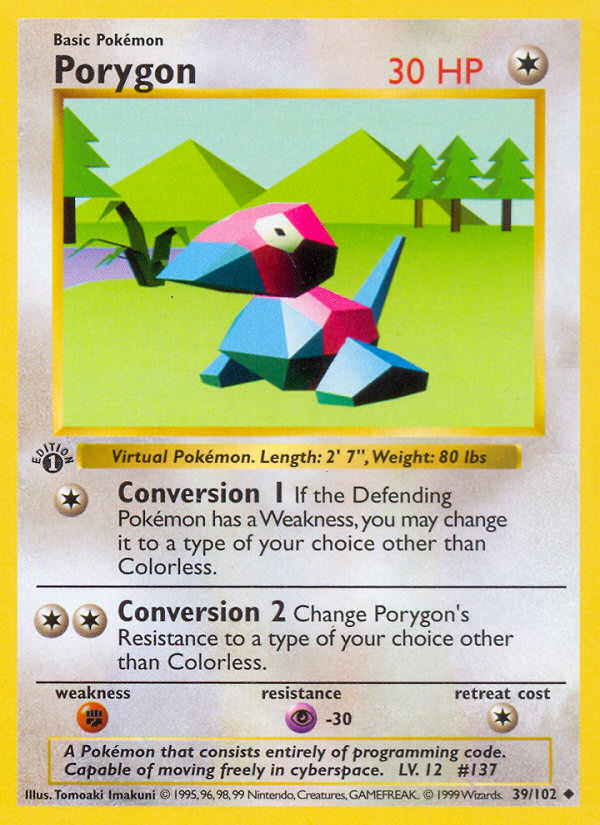 Porygon (39/102) (Shadowless) [Base Set 1st Edition] | Gear Gaming Fayetteville