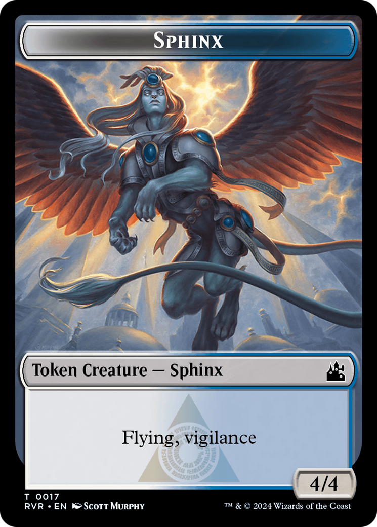 Elf Knight // Sphinx Double-Sided Token [Ravnica Remastered Tokens] | Gear Gaming Fayetteville