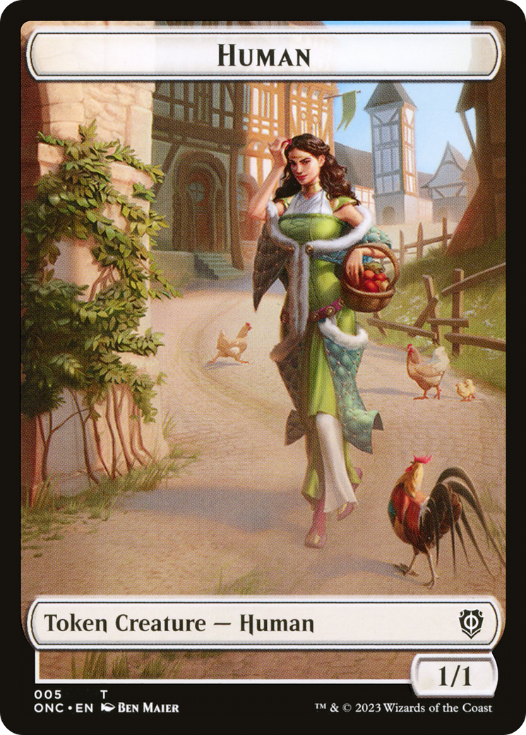 Human // Spirit Double-Sided Token [Phyrexia: All Will Be One Commander Tokens] | Gear Gaming Fayetteville