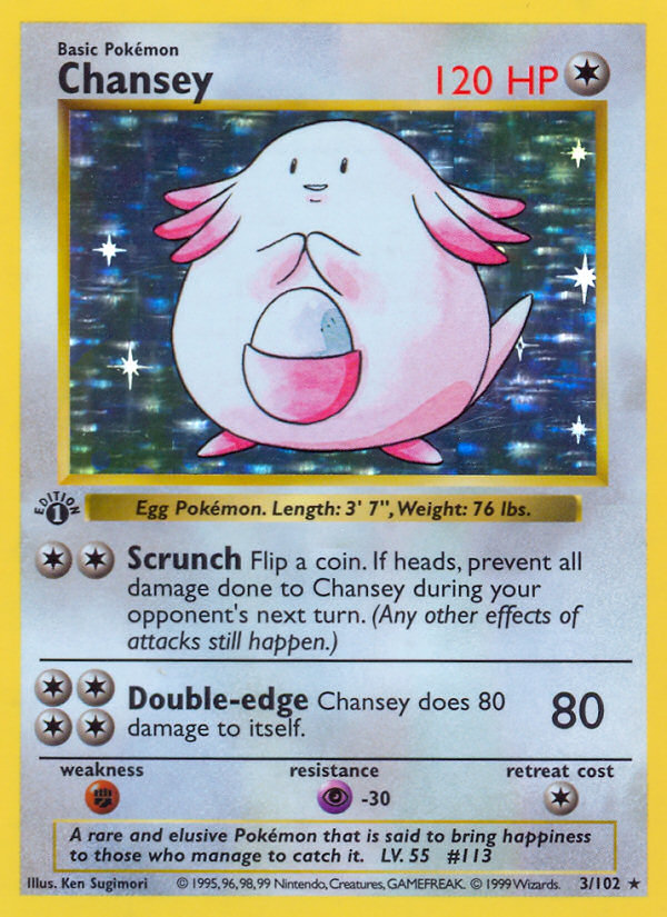 Chansey (3/102) (Shadowless) [Base Set 1st Edition] | Gear Gaming Fayetteville