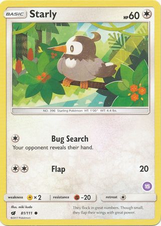 Starly (81/111) (Deck Exclusive #15) [Sun & Moon: Trainer Kit - Alolan Sandslash] | Gear Gaming Fayetteville