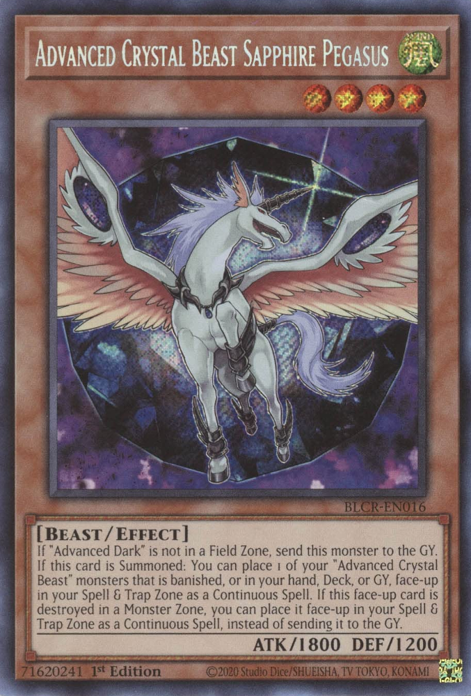 Advanced Crystal Beast Sapphire Pegasus [BLCR-EN016] Secret Rare | Gear Gaming Fayetteville