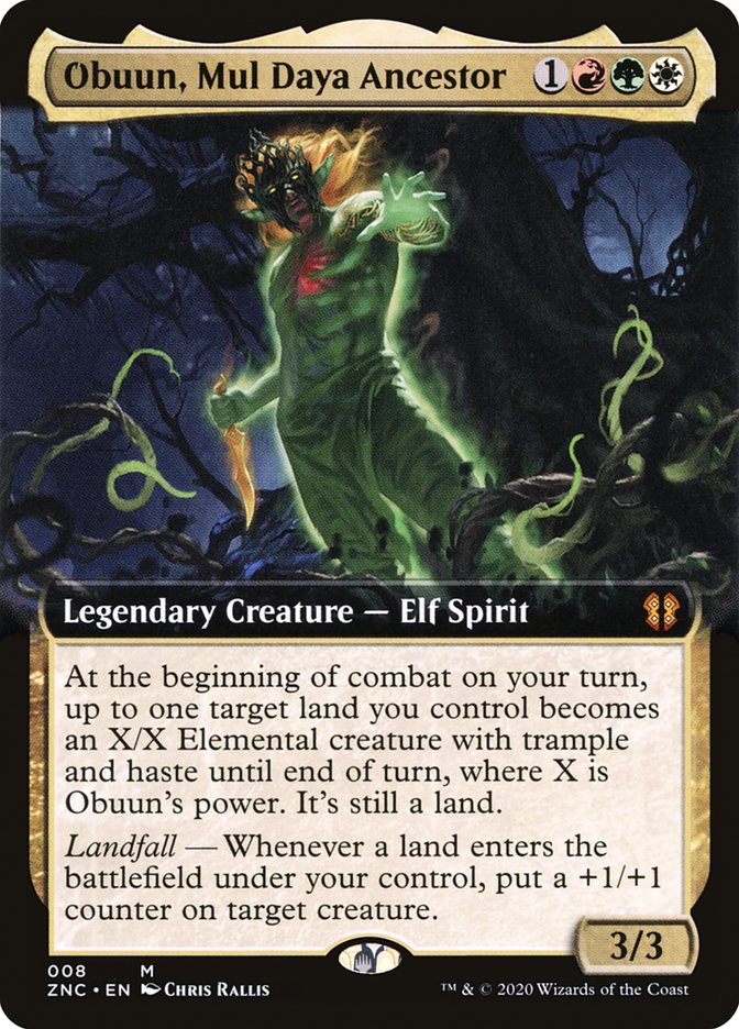 Obuun, Mul Daya Ancestor (Extended Art) [Zendikar Rising Commander] | Gear Gaming Fayetteville