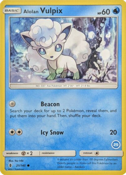 Alolan Vulpix (21/145) (Deck Exclusive #29) [Sun & Moon: Trainer Kit - Alolan Ninetales] | Gear Gaming Fayetteville