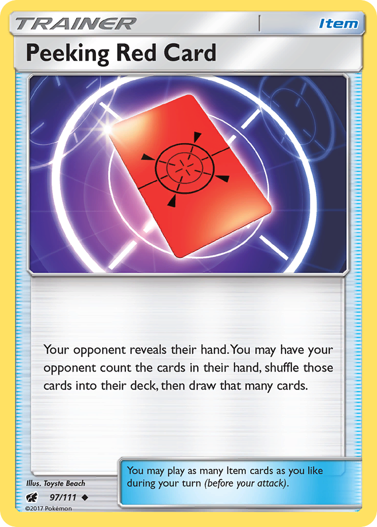 Peeking Red Card (97/111) [Sun & Moon: Crimson Invasion] | Gear Gaming Fayetteville