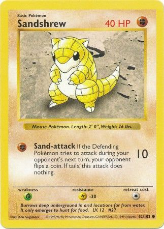 Sandshrew (62/102) [Base Set Shadowless Unlimited] | Gear Gaming Fayetteville