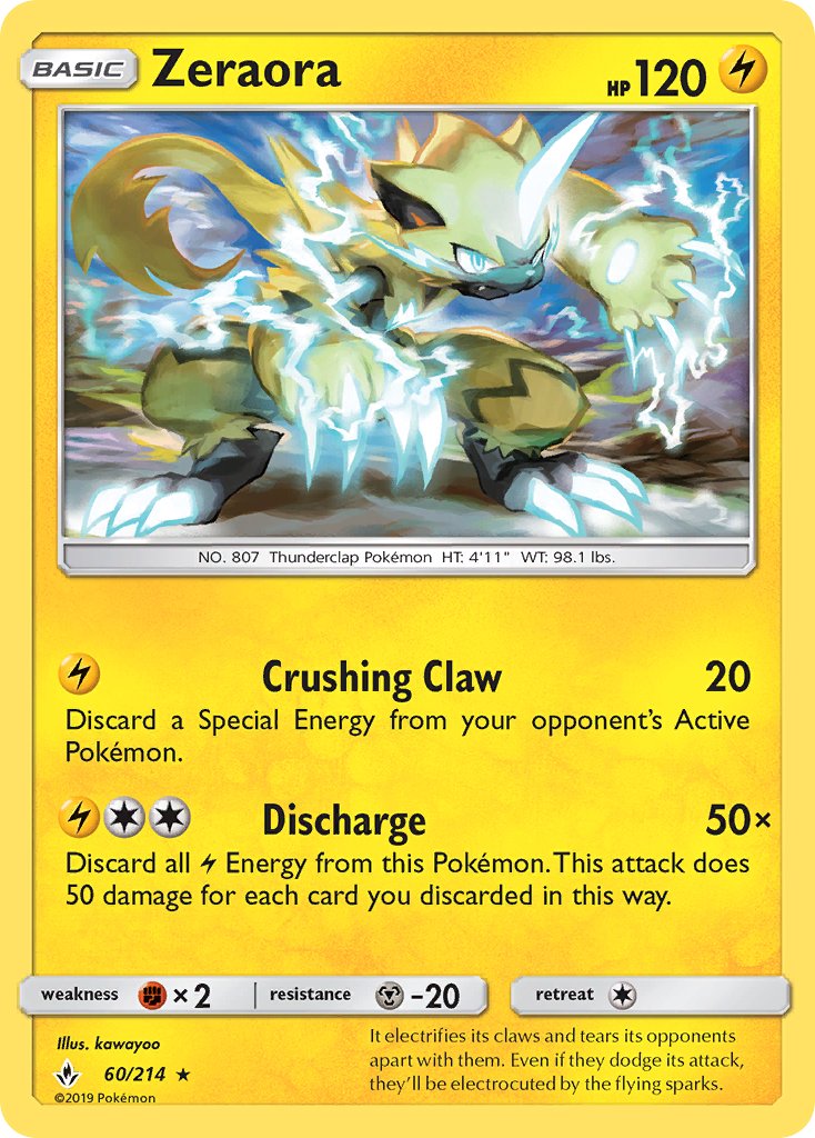 Zeraora (60/214) (Cracked Ice Holo) (Theme Deck Exclusive) [Sun & Moon: Unbroken Bonds] | Gear Gaming Fayetteville