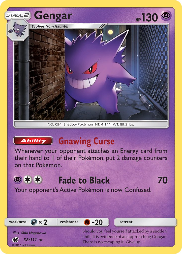 Gengar (38/111) (Prerelease Kit Exclusive) (Theme Deck Exclusive) [Sun & Moon: Crimson Invasion] | Gear Gaming Fayetteville