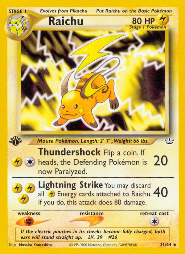 Raichu (21/64) [Neo Revelation 1st Edition] | Gear Gaming Fayetteville