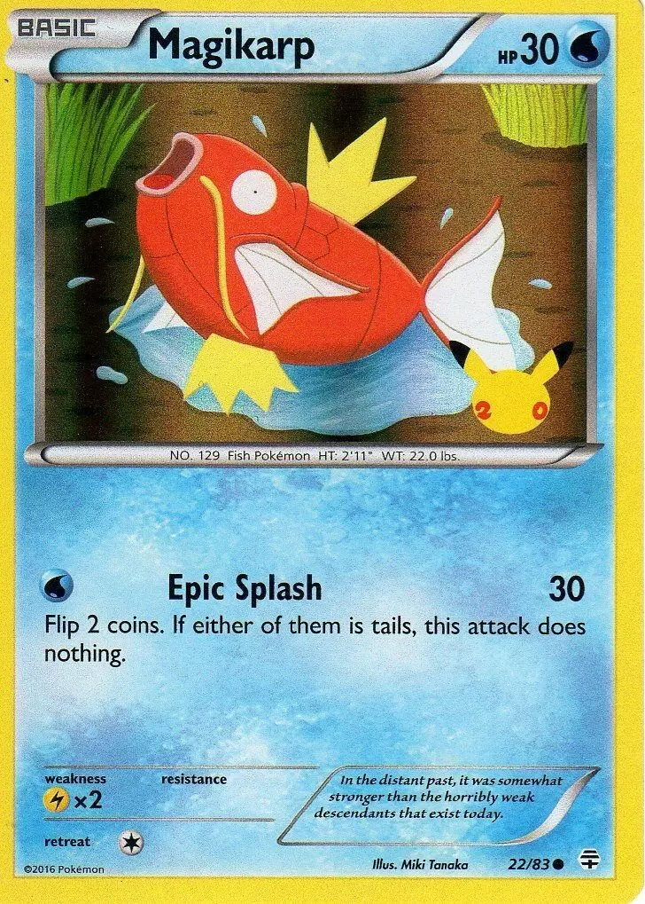 Magikarp (22/83) (20th Anniversary Stamp) [XY: Generations] | Gear Gaming Fayetteville