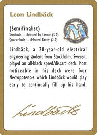 1996 Leon Lindback Biography Card [World Championship Decks] | Gear Gaming Fayetteville