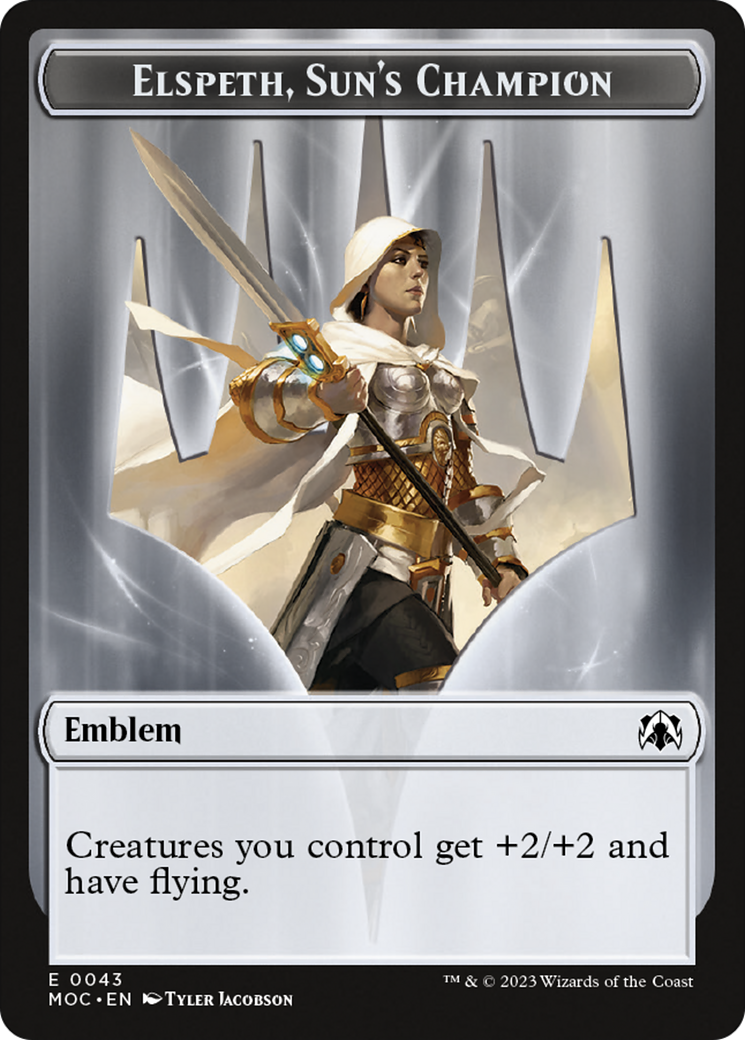 Warrior // Elspeth, Sun's Champion Emblem Double-Sided Token [March of the Machine Commander Tokens] | Gear Gaming Fayetteville