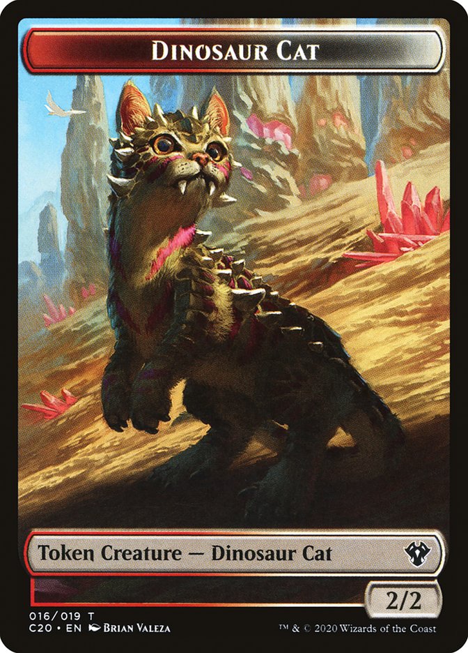 Bird // Dinosaur Cat Double-Sided Token [Commander 2020 Tokens] | Gear Gaming Fayetteville