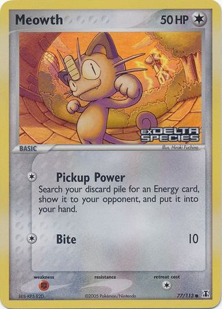 Meowth (77/113) (Stamped) [EX: Delta Species] | Gear Gaming Fayetteville