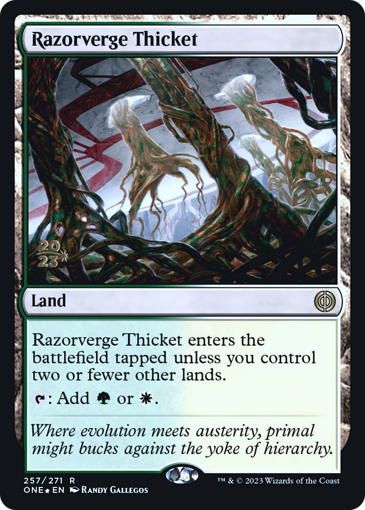 Razorverge Thicket [Phyrexia: All Will Be One Prerelease Promos] | Gear Gaming Fayetteville