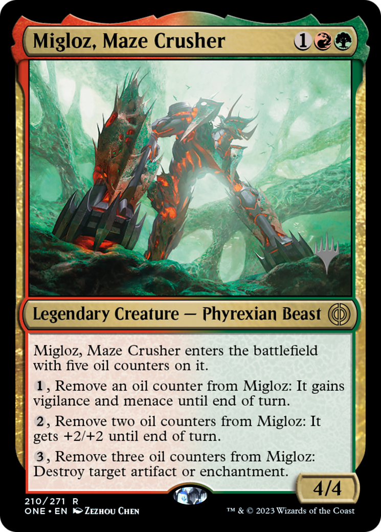 Migloz, Maze Crusher (Promo Pack) [Phyrexia: All Will Be One Promos] | Gear Gaming Fayetteville